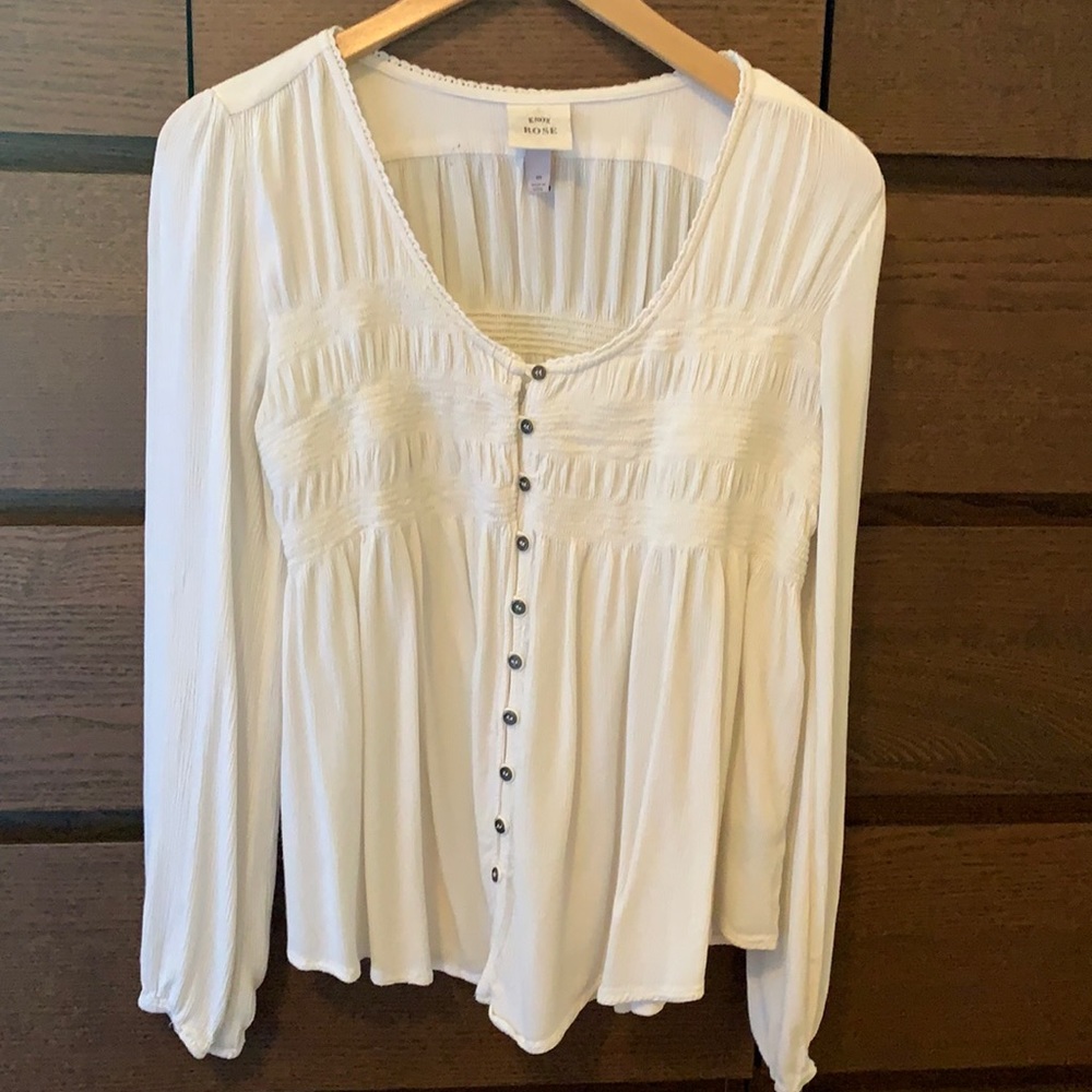 White long sleeve top